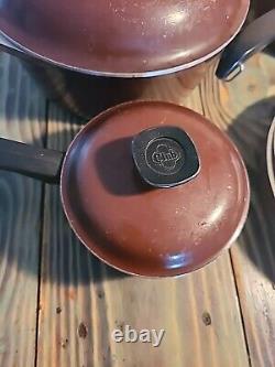 10 Pc Vintage Club Aluminum Cookware Pot Set Dutch Oven Sauce Pans withLids Brown