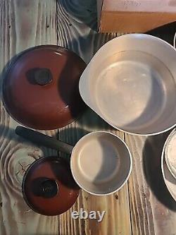 10 Pc Vintage Club Aluminum Cookware Pot Set Dutch Oven Sauce Pans withLids Brown