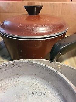 10 Pc Vintage Club Aluminum Cookware Pot Set Dutch Oven Sauce Pans withLids Brown