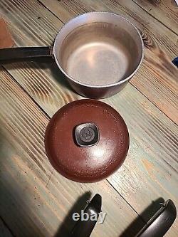 10 Pc Vintage Club Aluminum Cookware Pot Set Dutch Oven Sauce Pans withLids Brown