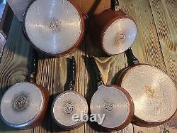10 Pc Vintage Club Aluminum Cookware Pot Set Dutch Oven Sauce Pans withLids Brown