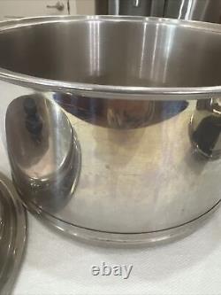 10 Piece LIFETIME 18/8 Stainless Steel 6 Qt Stock/Dutch Oven/Domed/Reg Lid/6 Egg