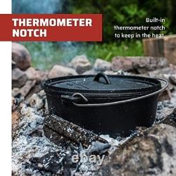 10 Pre-Seasoned Cast Iron Dutch Oven with Lid Perfect for Camping & Cooking