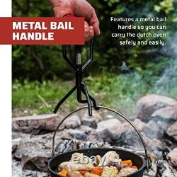 10 Pre-Seasoned Cast Iron Dutch Oven with Lid Perfect for Camping & Cooking
