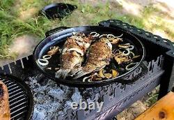 12 L Cast Iron Cauldron Dutch Oven Pot with Lid Frying Pan Camping Kazan Pilaf