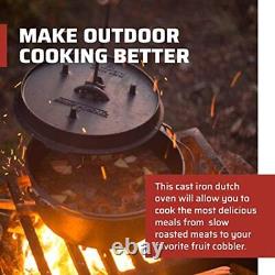 12 Qt Seasoned Cast Iron Dutch Oven Camping Outdoor Cooking Pot with Lid
