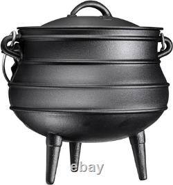 12 Quart Cast Iron Dutch Oven Cauldron Pot Camping Cookware with Lid Pre-Sea