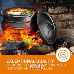 12 Quart Cast Iron Dutch Oven Cauldron Pot Camping Cookware with Lid Pre-Sea