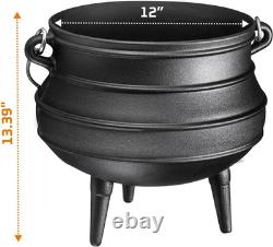 12 Quart Cast Iron Dutch Oven Cauldron Pot Camping Cookware with Lid Pre-Sea