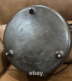 12 Wagwold #10 Tite-Top 3 Footed Dutch Oven With #10 Lid Made In USA