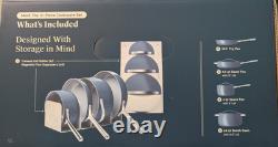 12 pc CARAWAY Non-stick Ceramic Cookware Set with Storage & Dutch Oven Navy Blue