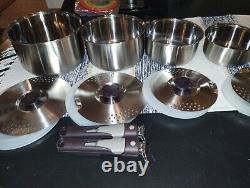 14 Piece Fagor Stainless Steel Pots Lids Handles Cookware 18/10 Dutch Oven