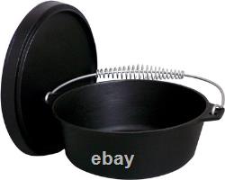 16 Qt. Black Seasoned Cast Iron Dutch Oven with Lid Perfect for Cooking