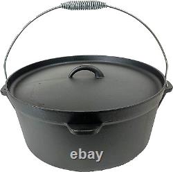 16 Quarts Pre-Seasoned Cast Iron Dutch Oven with Lip Lid and Legs