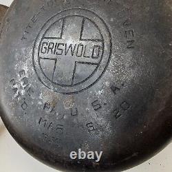 1920 Patent Antique Griswold Cast Iron #8 Tite-top Dutch Oven with lid TLC