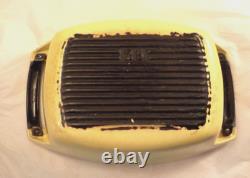 1950's Vtg LE CREUSET- 2.5 Qt Yellow Dutch Oven Cast Iron Ceramic Pot WithLid