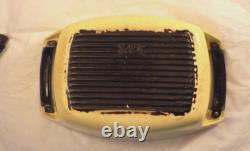 1950's Vtg LE CREUSET- 2.5 Qt Yellow Dutch Oven Cast Iron Ceramic Pot WithLid