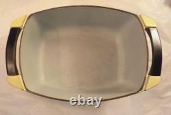 1950's Vtg LE CREUSET- 2.5 Qt Yellow Dutch Oven Cast Iron Ceramic Pot WithLid