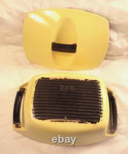 1950's Vtg LE CREUSET- 2.5 Qt Yellow Dutch Oven Cast Iron Ceramic Pot WithLid