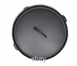 20 Qt Dutch Oven Camp Cast Iron Lipped Lid with Legs Jumbo