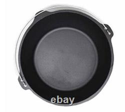20 Qt Dutch Oven Camp Cast Iron Lipped Lid with Legs Jumbo