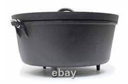 20 Qt Dutch Oven Camp Cast Iron Lipped Lid with Legs Jumbo