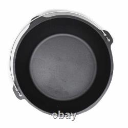 20 Qt Dutch Oven Camp Cast Iron Lipped Lid with Legs Jumbo