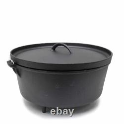 20 Qt Dutch Oven Camp Cast Iron Lipped Lid with Legs Jumbo