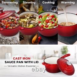2QT Saucepan with Lid, Enameled Cast Iron Sauce Pan Pot, Small Dutch Oven Cookin