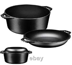 2 In 1 Double Dutch Oven And Domed Skillet Lid, 7 Quart Dutch Oven + 11 Skillet