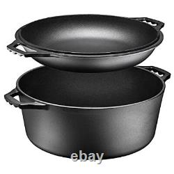 2 In 1 Double Dutch Oven And Domed Skillet Lid, 7 Quart Dutch Oven + 11 Skillet