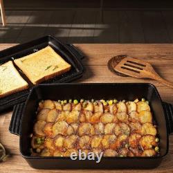 2-In-1 Pre Seasoned Cast Iron Dutch Oven With Skillet Lid, Casserole Dish, Rect