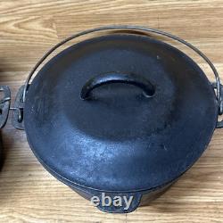 2 Rare Lodge Scalloped Cast Iron Dutch Ovens Combo 1940s With 1 Lid Read Sit Flat