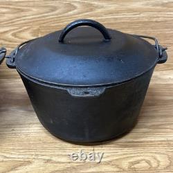 2 Rare Lodge Scalloped Cast Iron Dutch Ovens Combo 1940s With 1 Lid Read Sit Flat