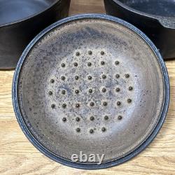 2 Rare Lodge Scalloped Cast Iron Dutch Ovens Combo 1940s With 1 Lid Read Sit Flat