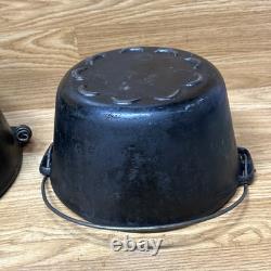 2 Rare Lodge Scalloped Cast Iron Dutch Ovens Combo 1940s With 1 Lid Read Sit Flat