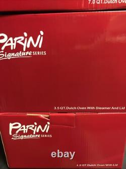 3 New Parini Signatures Series 3.5 QT, 4 QT, 7 QT Dutch Oven With 1Steamer And Lid