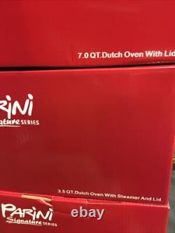 3 New Parini Signatures Series 3.5 QT, 4 QT, 7 QT Dutch Oven With 1Steamer And Lid