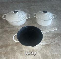 3 PC White Cast Iron Set 10Skillet, 2.5qt Dutch Oven & 2.5qt Roaster Withlid NEW