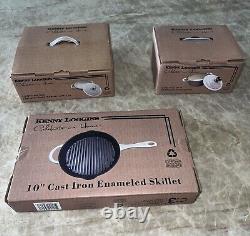 3 PC White Cast Iron Set 10Skillet, 2.5qt Dutch Oven & 2.5qt Roaster Withlid NEW