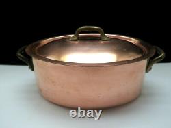 3qt. French Stamped Oval Copper Dutch Oven Tin Lined Pot With Lid