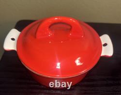 (4) GRISWOLD #67 Flamingo Red Porcelain Enameled Cast Iron Dutch Oven