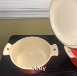 (4) GRISWOLD #67 Flamingo Red Porcelain Enameled Cast Iron Dutch Oven
