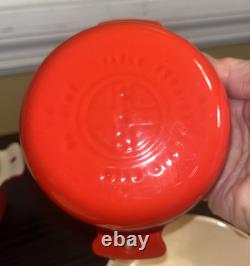 (4) GRISWOLD #67 Flamingo Red Porcelain Enameled Cast Iron Dutch Oven