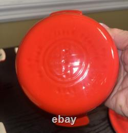 (4) GRISWOLD #67 Flamingo Red Porcelain Enameled Cast Iron Dutch Oven