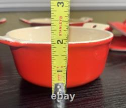 (4) GRISWOLD #67 Flamingo Red Porcelain Enameled Cast Iron Dutch Oven