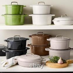 5QT Enameled Cast Iron Dutch Oven Lightweight Textured Lid All Occasion 2 Handle