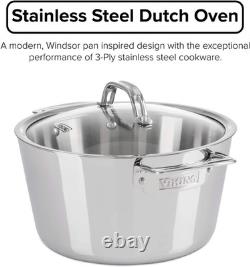 5.2Qt Stainless Steel Dutch Oven with Glass Lid Induction & Dishwasher Safe