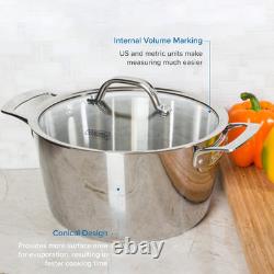 5.2Qt Stainless Steel Dutch Oven with Glass Lid Induction & Dishwasher Safe