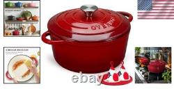 5.5QT Enameled Cast Iron Dutch Oven with Lid